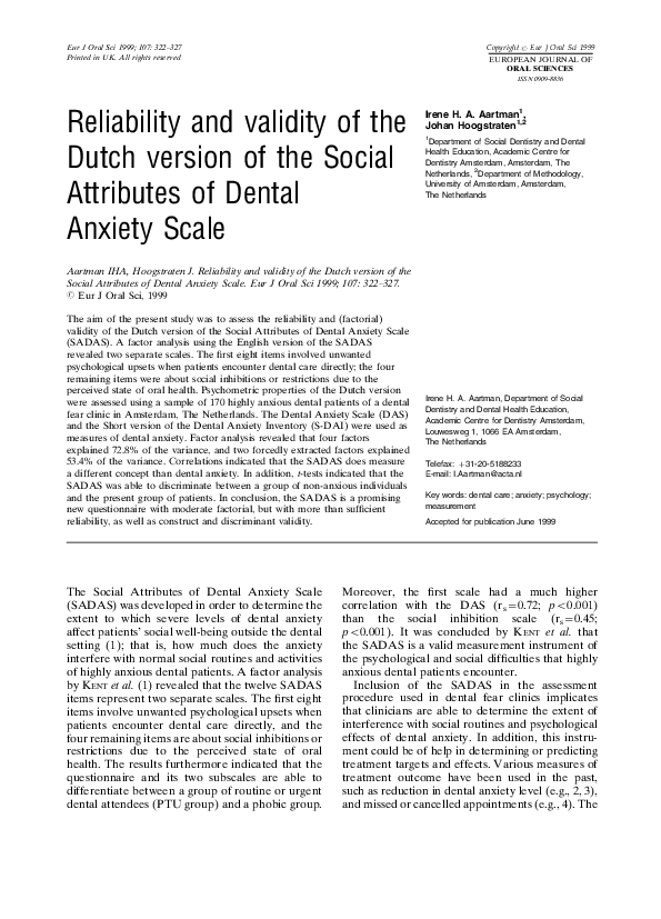 (PDF) Reliability and validity of the Dutch version of the Social ...