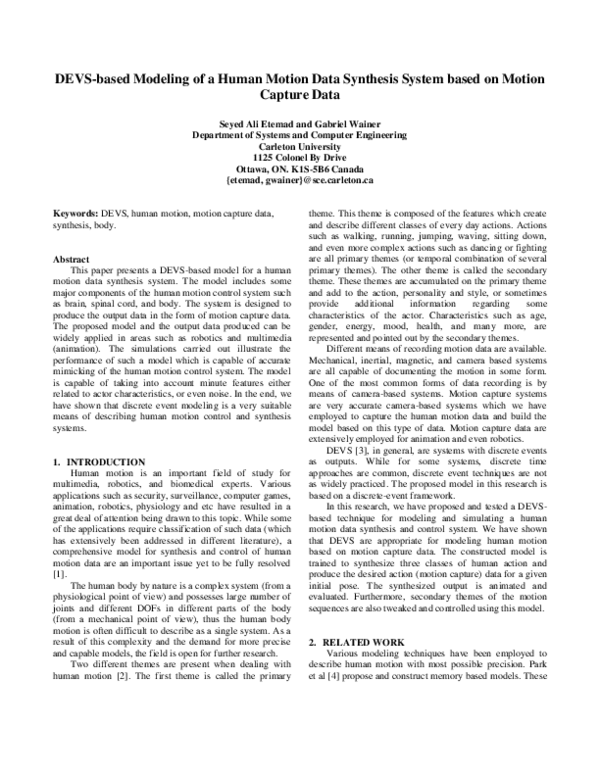 (PDF) DEVS-based modeling of a human motion data synthesis and control ...