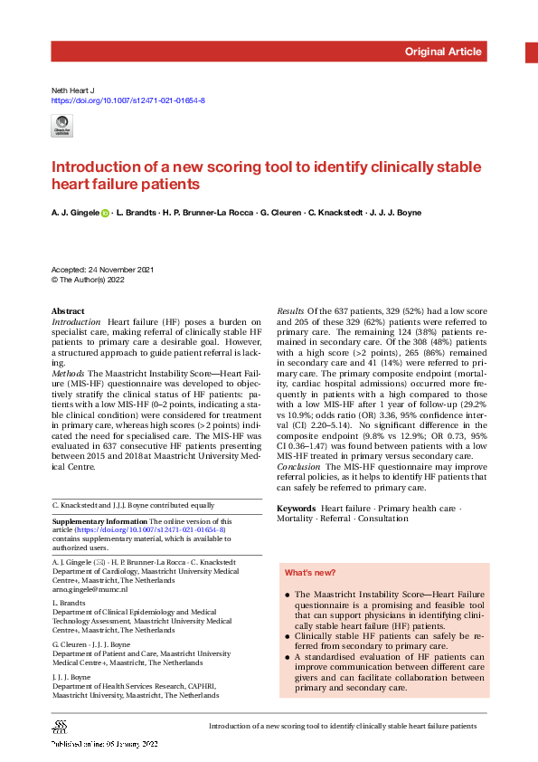 (PDF) Introduction of a new scoring tool to identify clinically stable ...