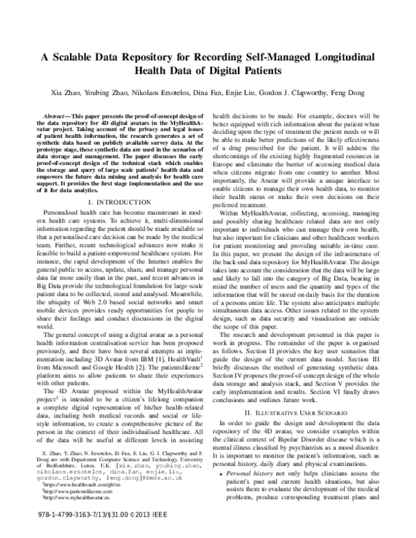 (PDF) A scalable data repository for recording self-managed ...