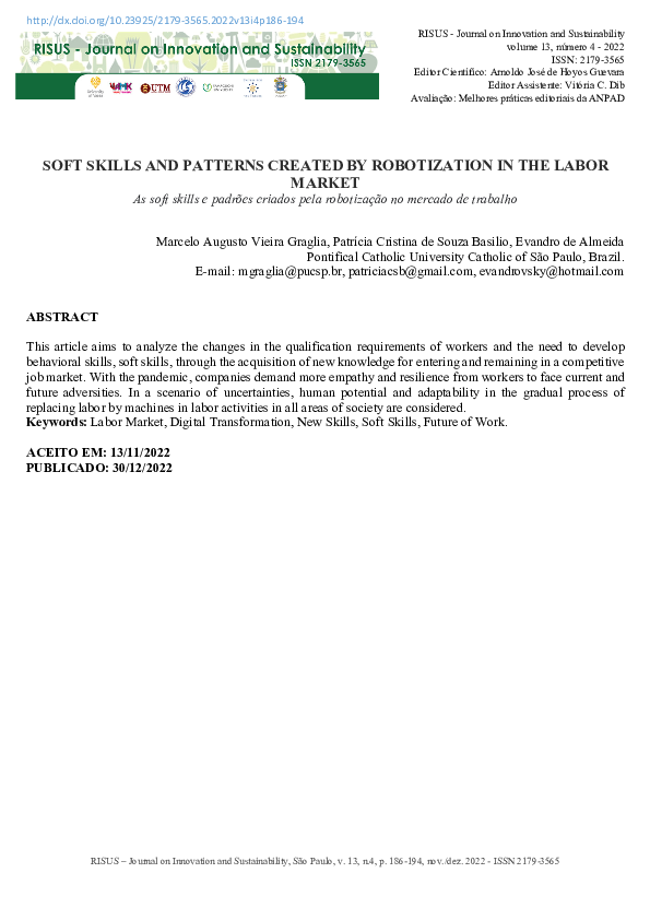 (PDF) Soft skills and patterns created by robotization in the labor market