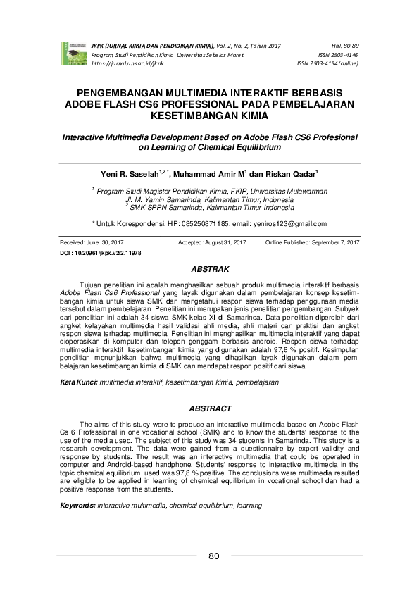 (PDF) Interactive Multimedia Development Based on Adobe Flash CS6 ...