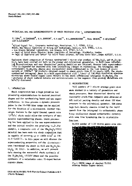(PDF) Microstructure and superconductivity of shock processed high T C ...