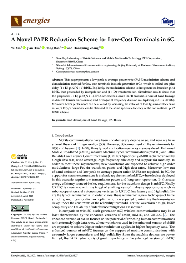 (PDF) A Novel PAPR Reduction Scheme for Low-Cost Terminals in 6G
