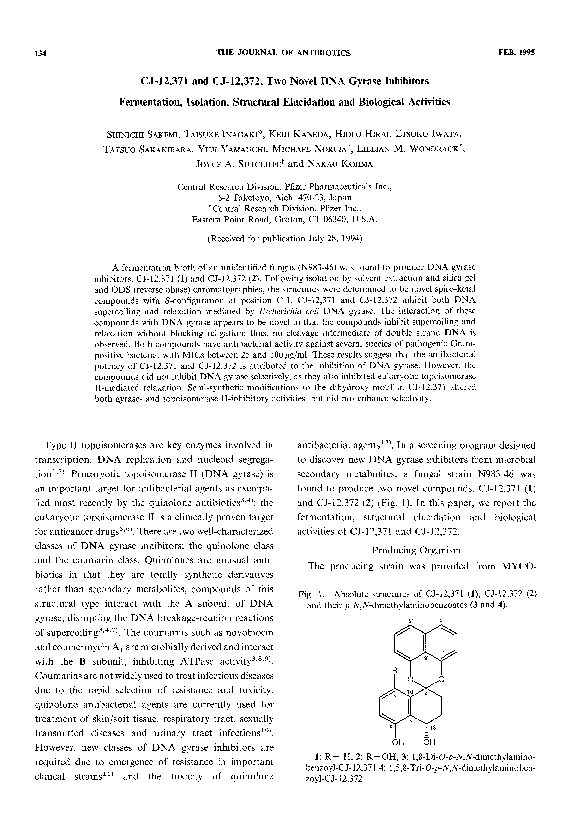 (PDF) CJ-12,371 and CJ-12,372, Two Novel DNA Gyrase Inhibitors ...