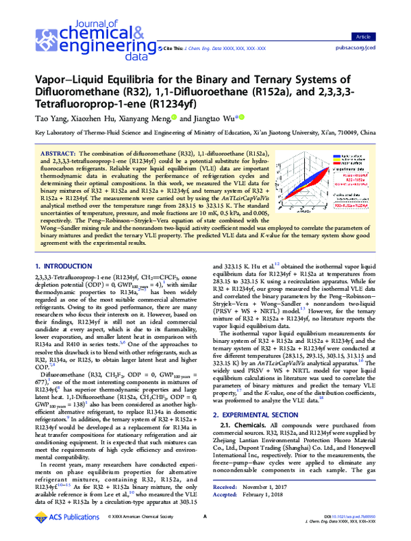 (PDF) Vapor–liquid equilibria for binary and ternary mixtures of ...