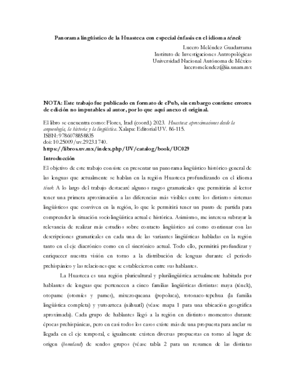 (PDF) Panorama lingüístico de la Huasteca con especial énfasis en el ...