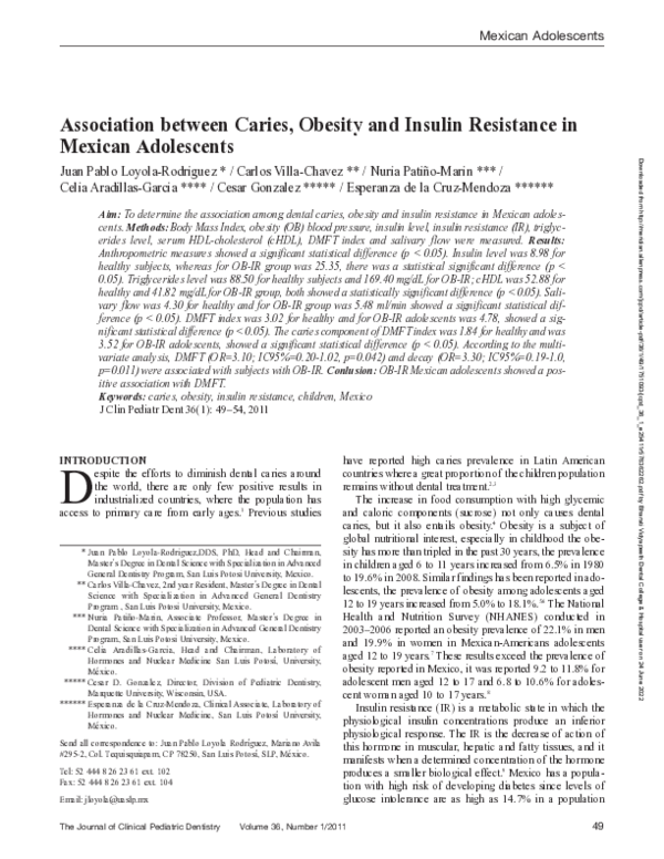 (PDF) Association between Caries, Obesity and Insulin Resistance in ...