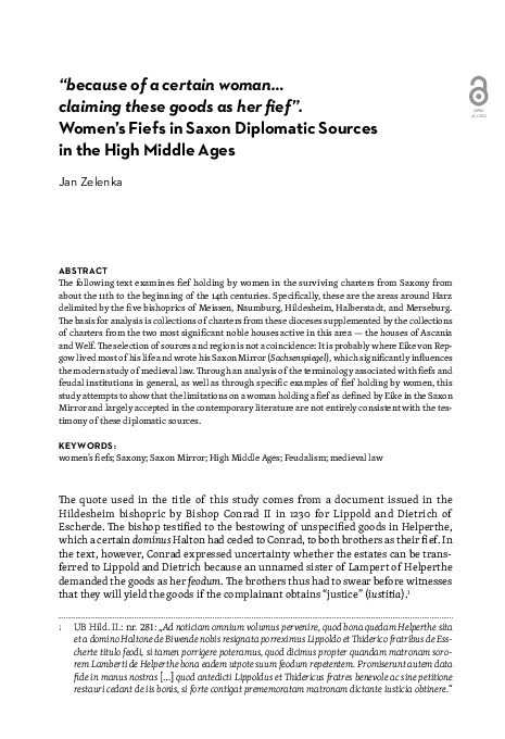 (PDF) “because of a certain woman… claiming these goods as her fief ...