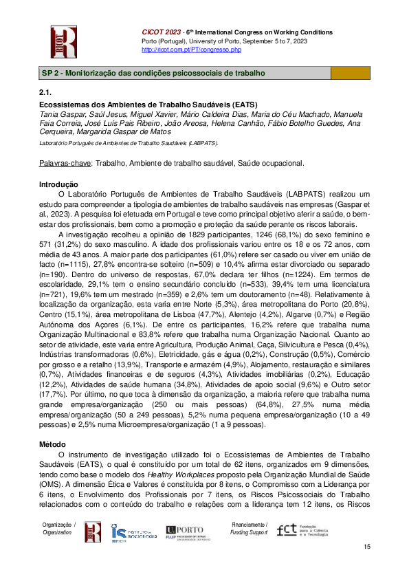 Ecossistemas dos Ambientes de Trabalho Saudáveis (EATS)