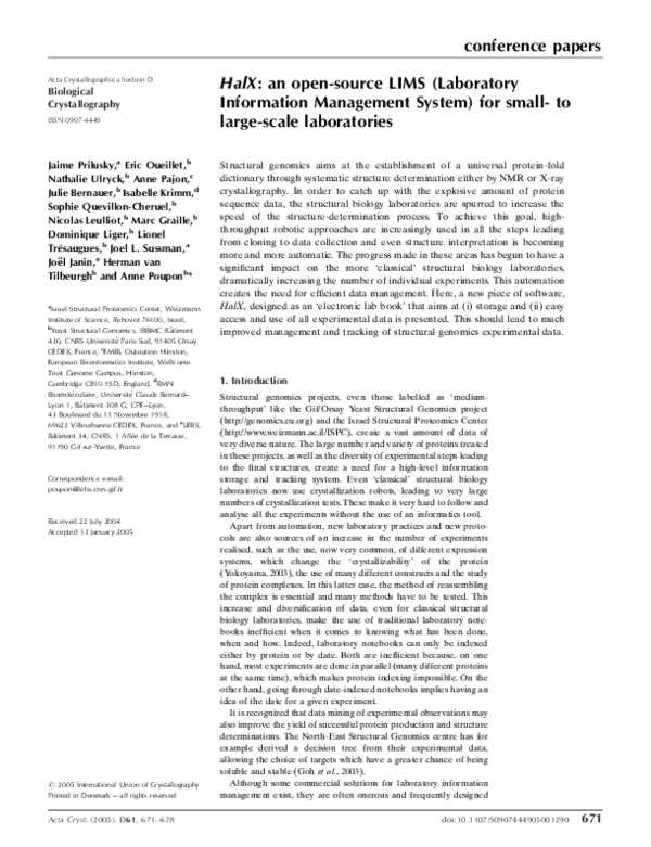 (PDF) HalX: an open-source LIMS (Laboratory Information Management ...