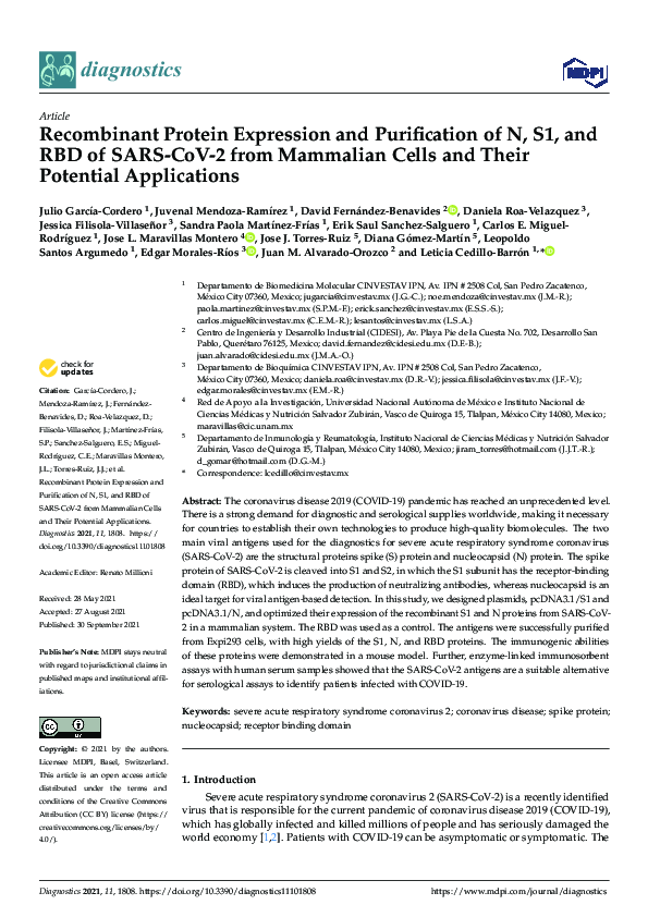 (PDF) Recombinant Protein Expression and Purification of N, S1, and RBD ...