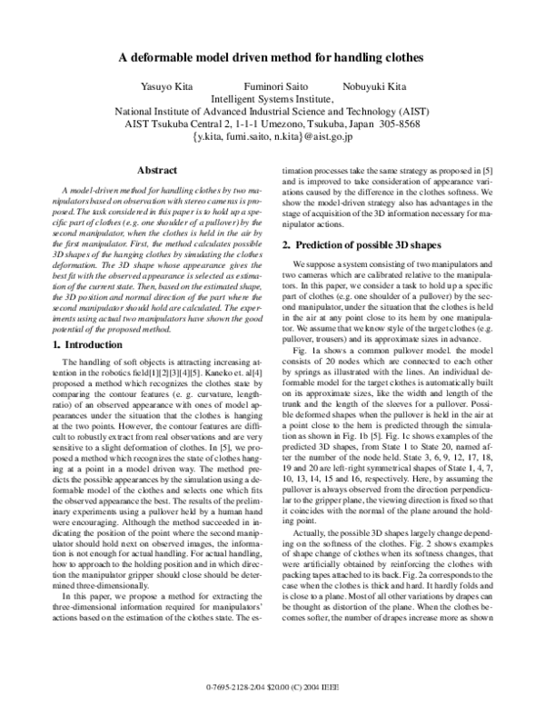 (PDF) A deformable model driven method for handling clothes