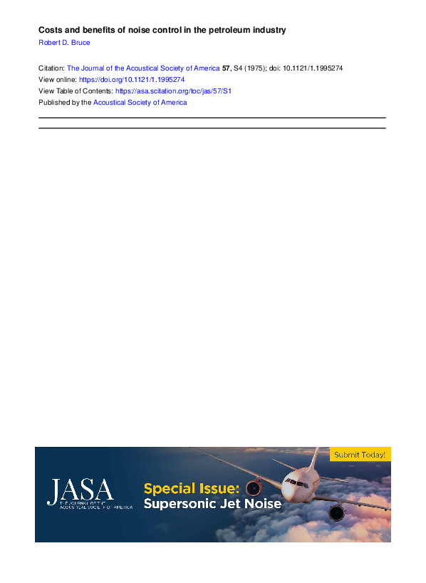 (PDF) Costs and benefits of noise control in the petroleum industry
