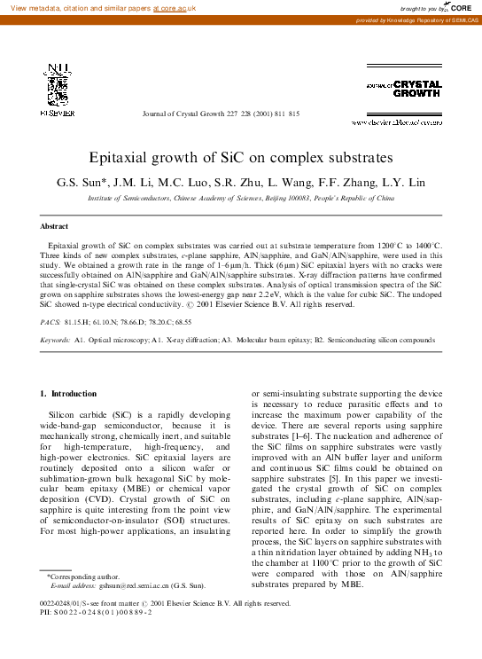 (PDF) Epitaxial growth of SiC on complex substrates