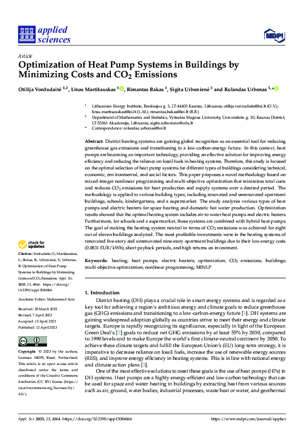 (PDF) Optimization of Heat Pump Systems in Buildings by Minimizing ...