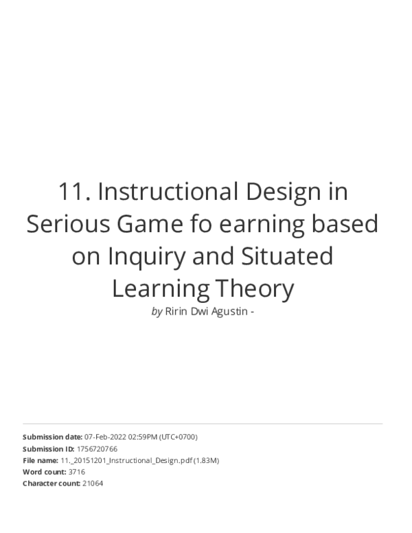 (PDF) Instructional Design in Serious Game for Learning Based on ...