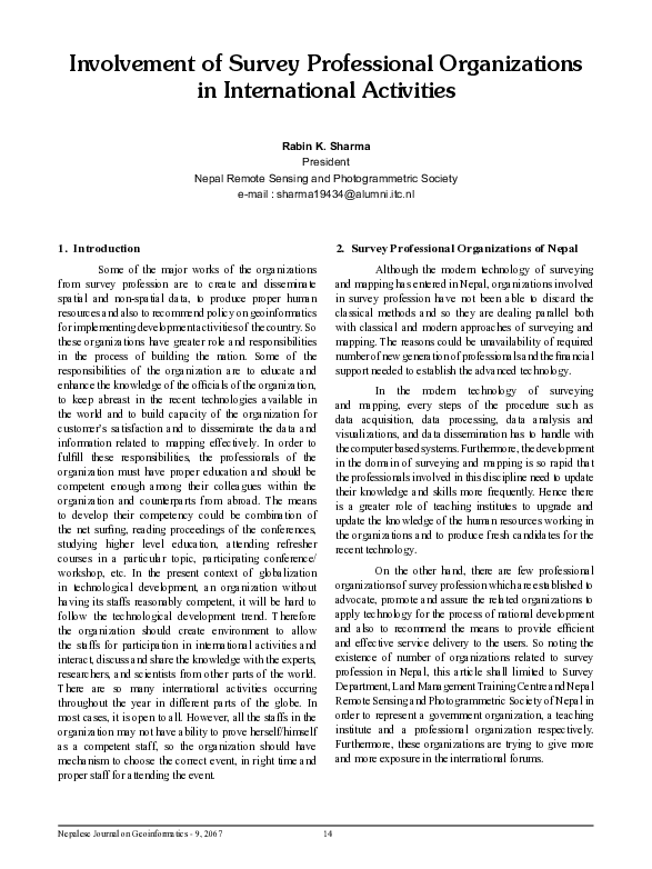 (PDF) Involvement of Survey Professional Organizations in International ...
