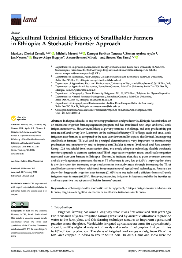 (PDF) Agricultural Technical Efficiency of Smallholder Farmers in ...