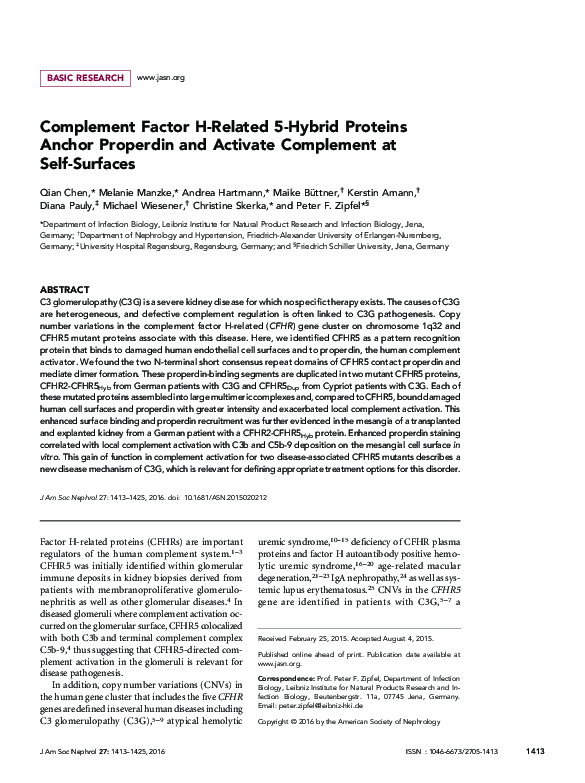 (PDF) Complement Factor H-Related 5-Hybrid Proteins Anchor Properdin ...
