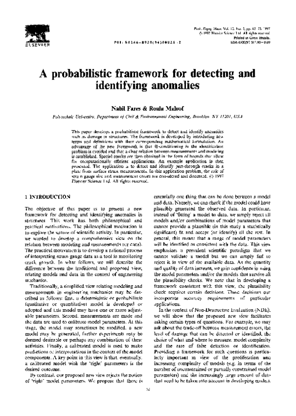 (PDF) A probabilistic framework for detecting and identifying anomalies