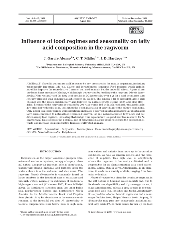 (PDF) Influence of food regimes and seasonality on fatty acid ...