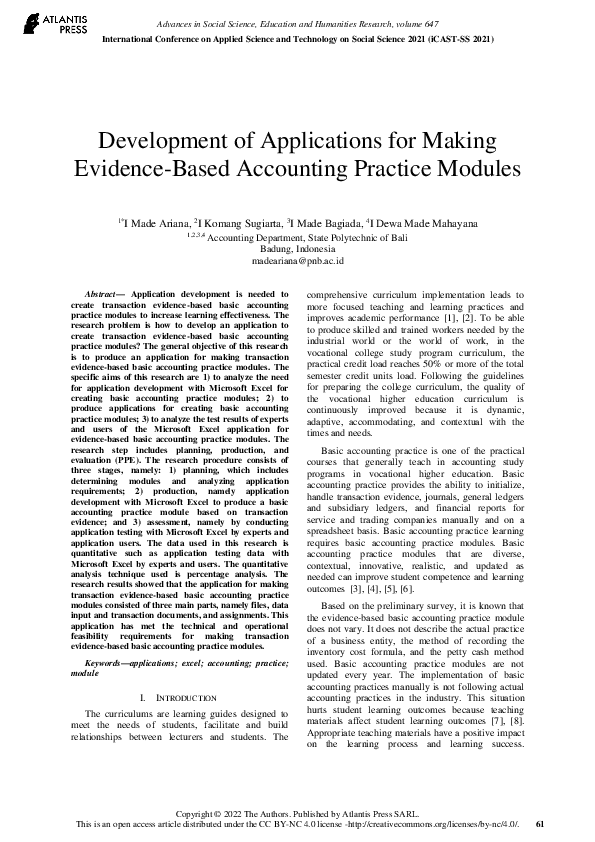 Development of Applications for Making Evidence-Based Accounting Practice Modules