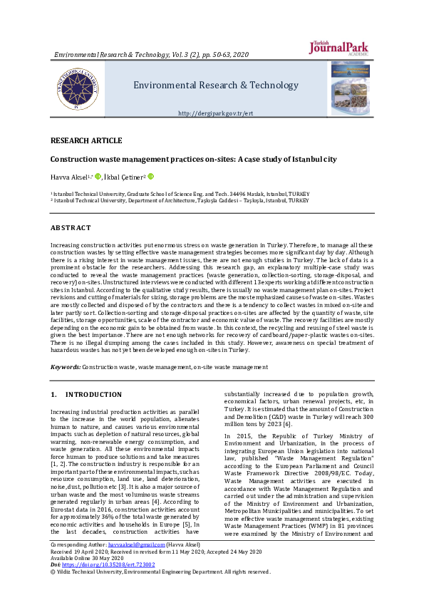 (PDF) Construction waste management practices on-sites: A case study of ...