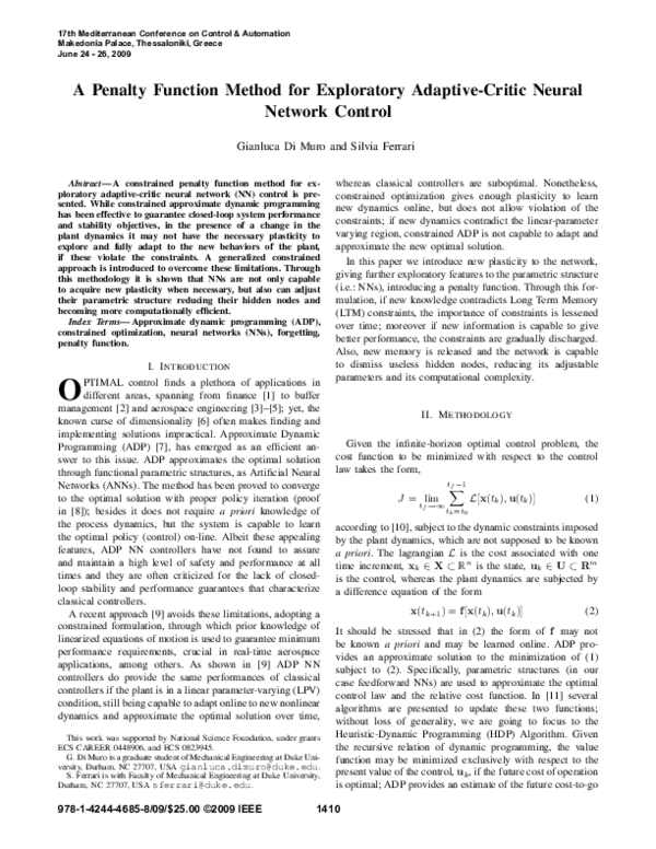 (PDF) A penalty function method for exploratory adaptive-critic neural ...