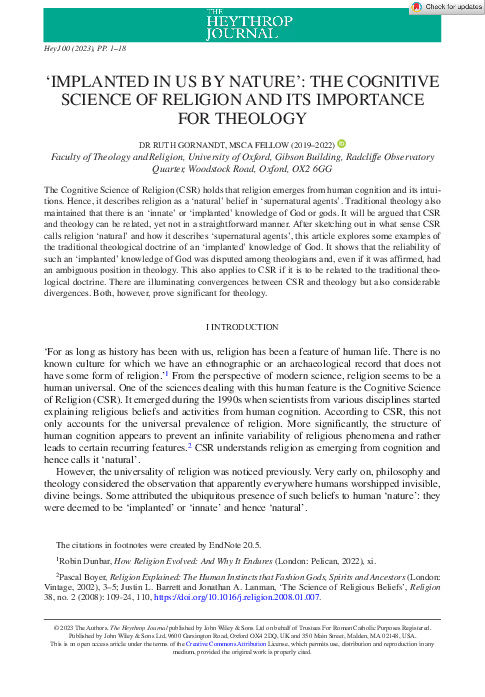 (PDF) 'Implanted in uns by nature': The Cognitive Science of Religion ...