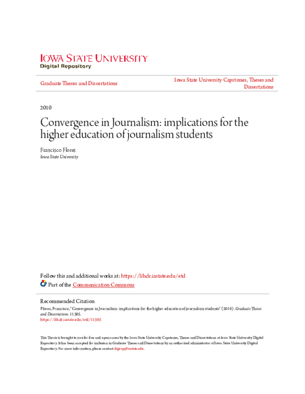 (PDF) Convergence in Journalism: implications for the higher education ...