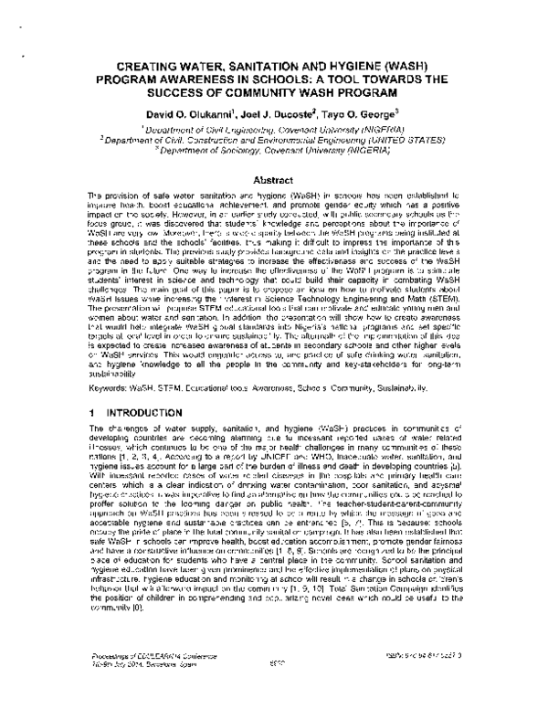 (PDF) Creating Water, Sanitation and Hygiene (Wash) Program Awareness ...