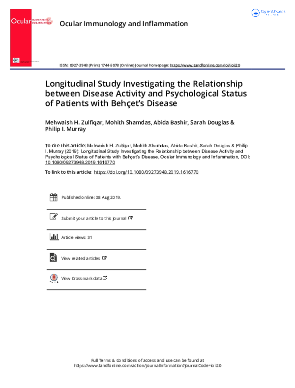 (PDF) Longitudinal Study Investigating the Relationship between Disease ...
