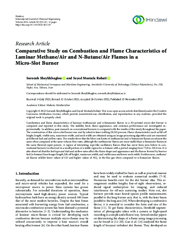 (PDF) Comparative Study on Combustion and Flame Characteristics of ...