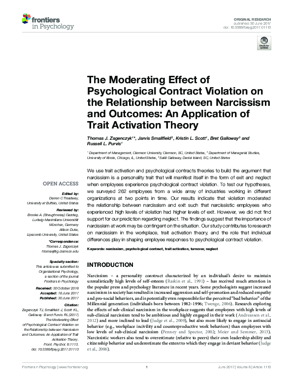 (PDF) The Moderating Effect of Psychological Contract Violation on the ...