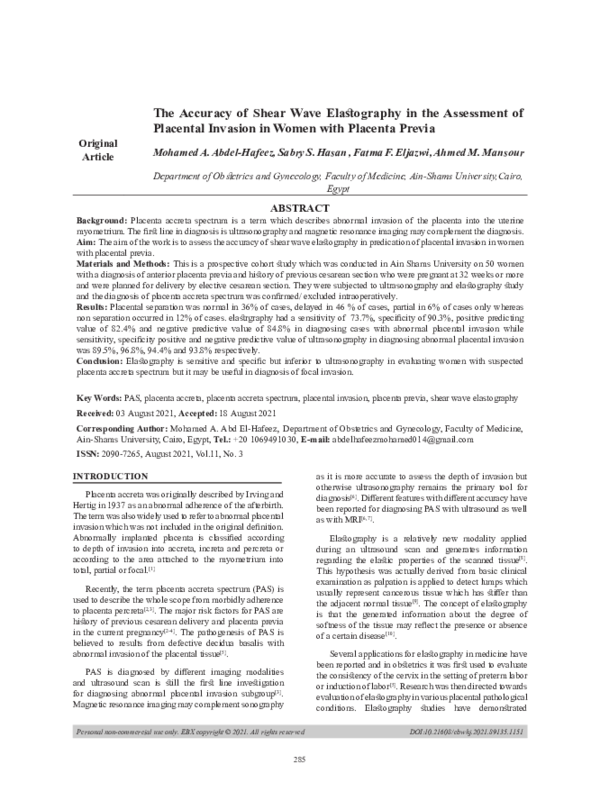(PDF) The Accuracy of Shear Wave Elastography in the Assessment of ...