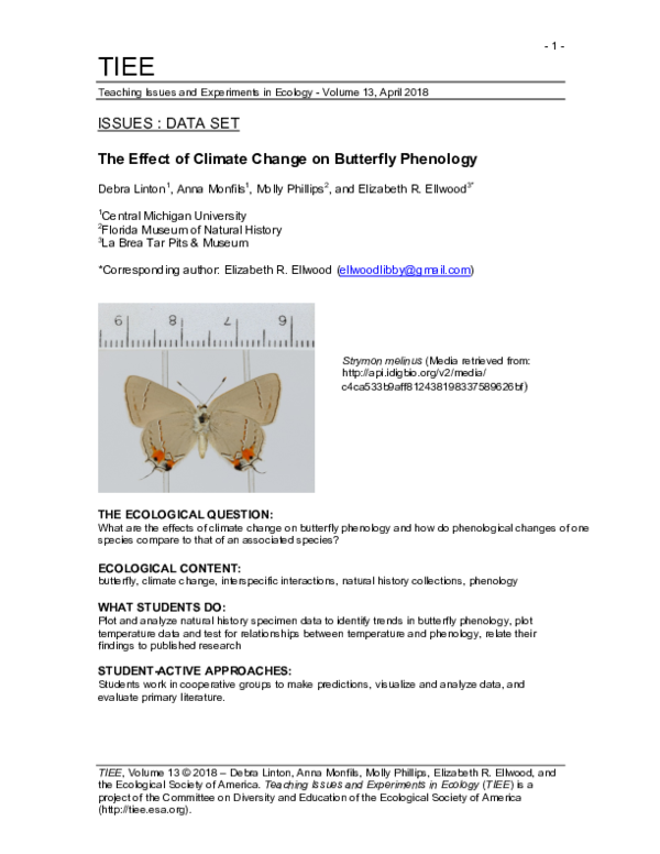 (PDF) The Effect of Climate Change on Butterfly Phenology | Molly ...