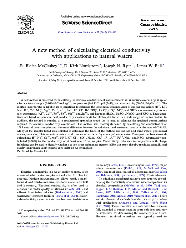 (PDF) A new method of calculating electrical conductivity with ...