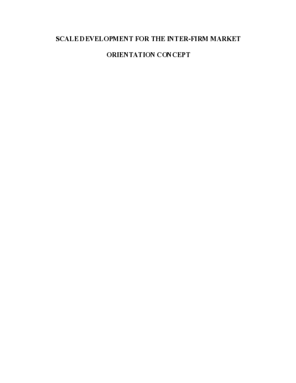 (PDF) Scale development for the inter-firm market orientation concept