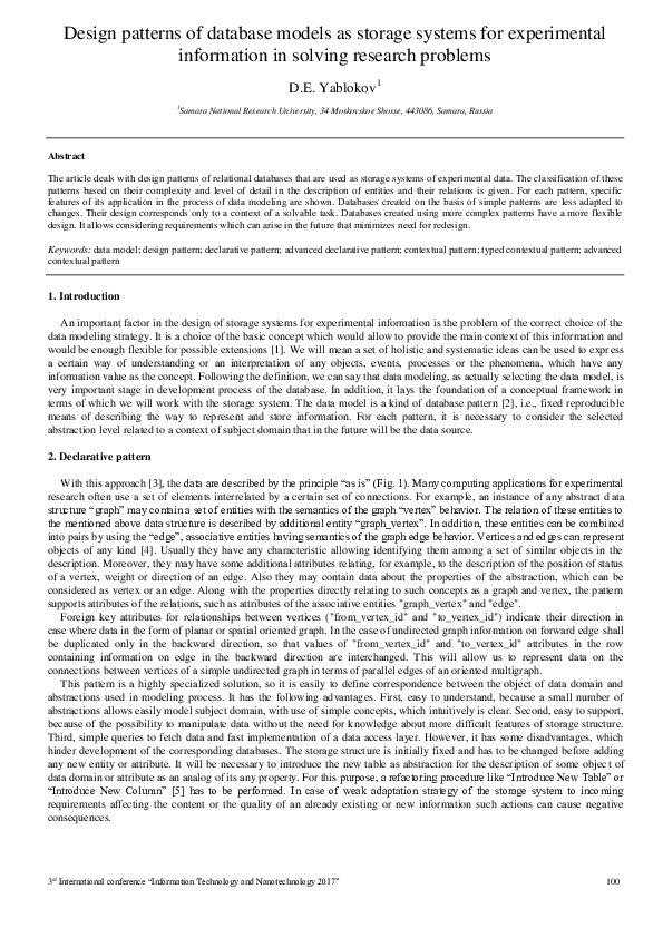 (PDF) Design patterns of database models as storage systems for ...