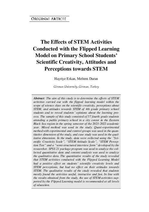 (PDF) Impact of Flipped Learning on Primary Students' STEM Engagement