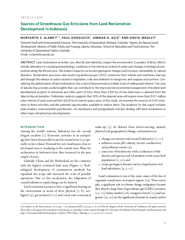 (PDF) Sources of Greenhouse Gas Emissions from Land Reclamation ...