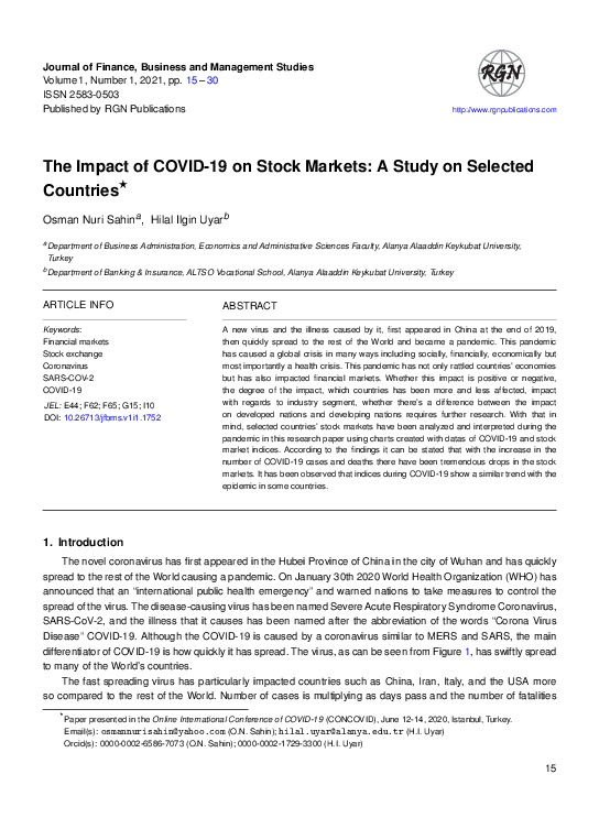 (PDF) The Impact of COVID-19 on Stock Markets: A Study on Selected ...