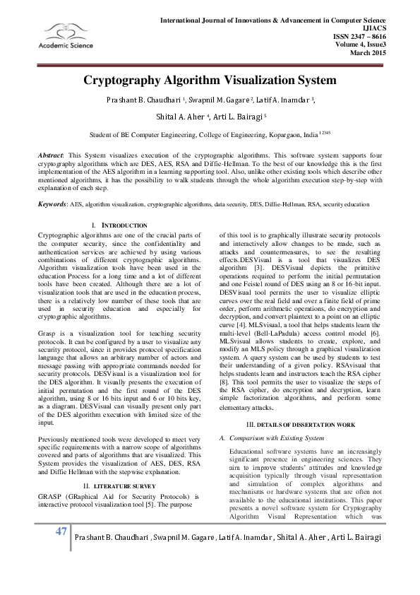 (PDF) 47 Prashant Cryptography Algorithm Visualization System