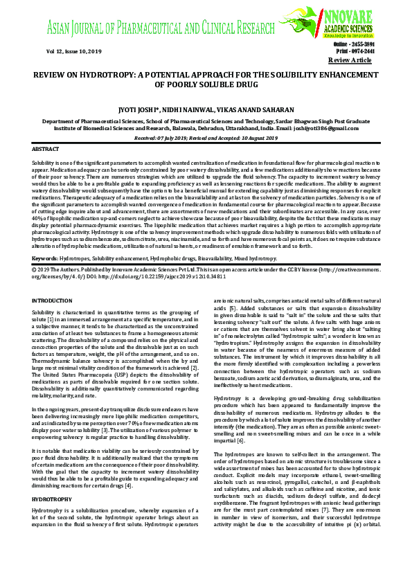 (PDF) A Review on Hydrotropy: A Potential Approach for the Solubility ...