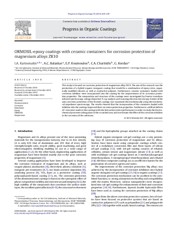 (PDF) ORMOSIL-epoxy coatings with ceramic containers for corrosion ...