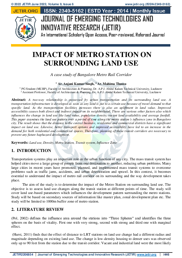 (PDF) IMPACT OF METRO STATION ON SURROUNDING LAND USE A case study of ...