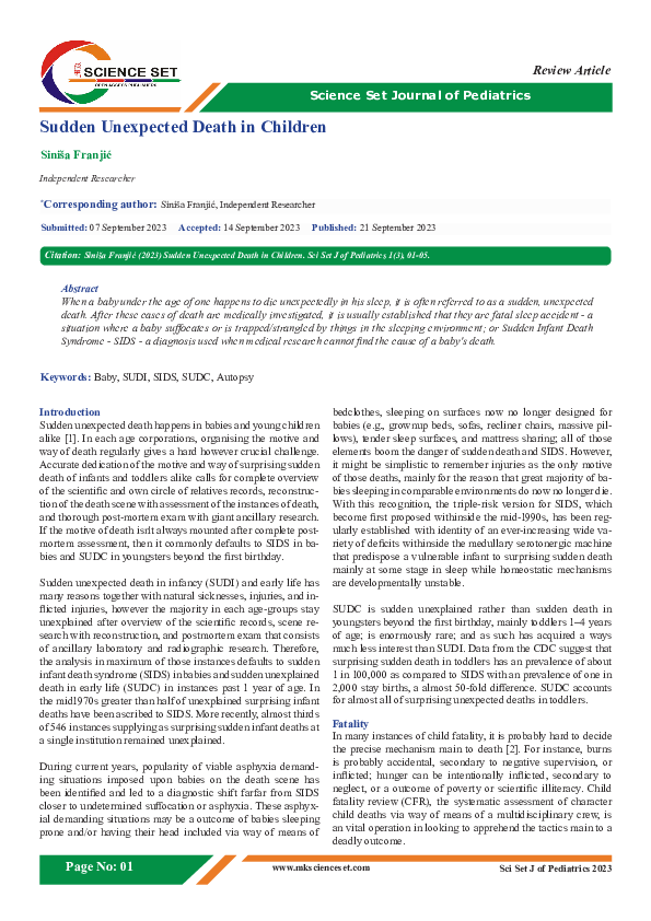 (PDF) Sudden Unexpected Death in Children