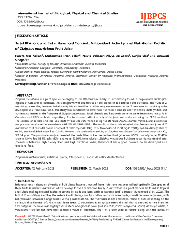 (PDF) Total Phenolic and Total Flavonoid Content, Antioxidant Activity ...