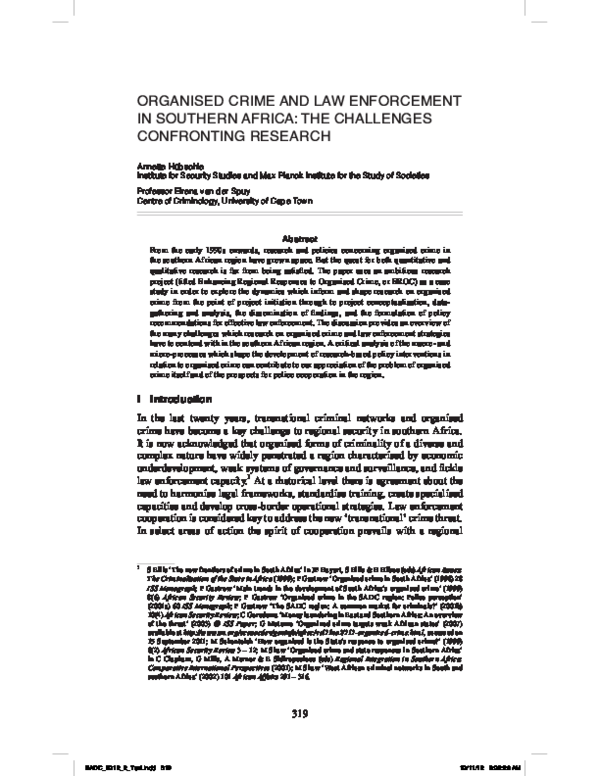 (PDF) Organised crime and law enforcement in Southern Africa: The ...